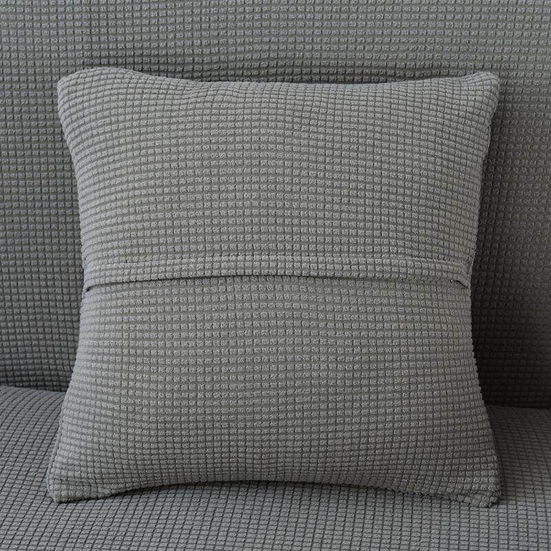 Winter Thicken Spandex Polar Fleece Super Elastic Stretch Sofa Cover Slipcover Couch Living Room 1/2/3/4 Seater Pillow Case Solid Metal Grey 1x Pillowcase
