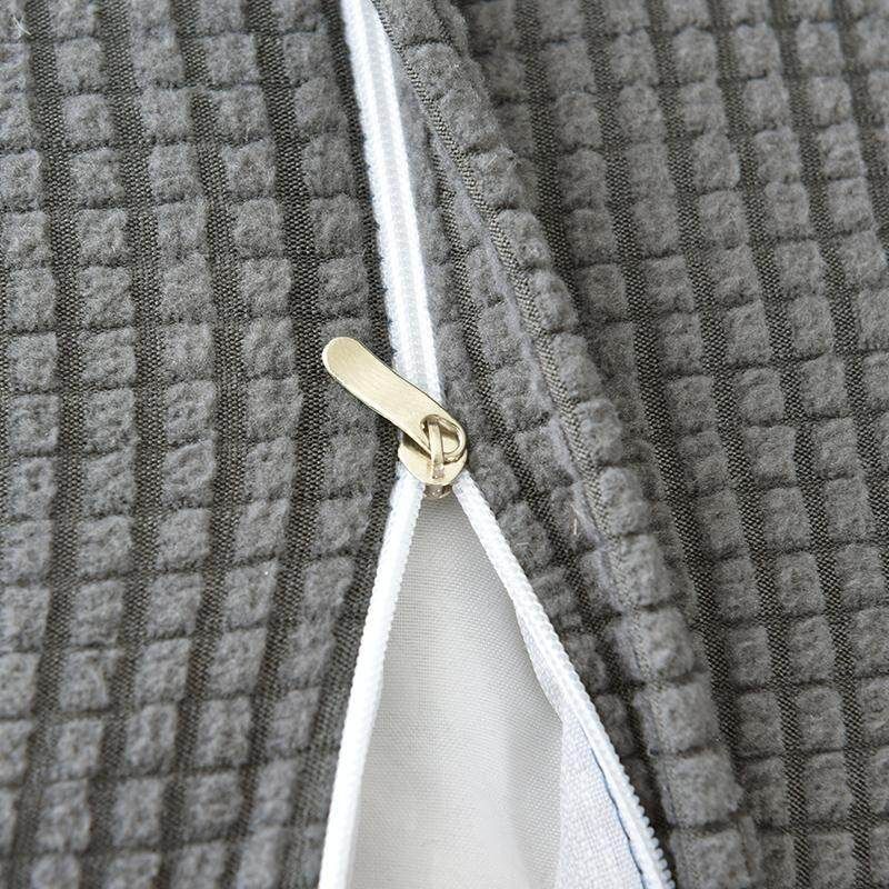 Winter Thicken Spandex Polar Fleece Super Elastic Stretch Sofa Cover Slipcover Couch Living Room 1/2/3/4 Seater Pillow Case Solid Metal Grey 1x Pillowcase