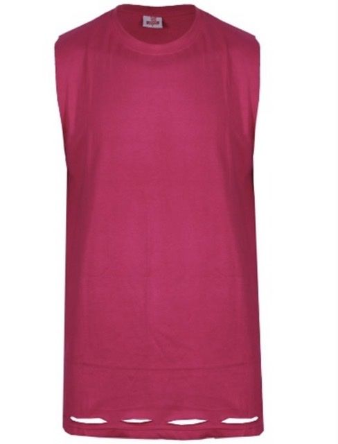 Stylish Tank Bottom Ripped Men's Top Shirt Pink