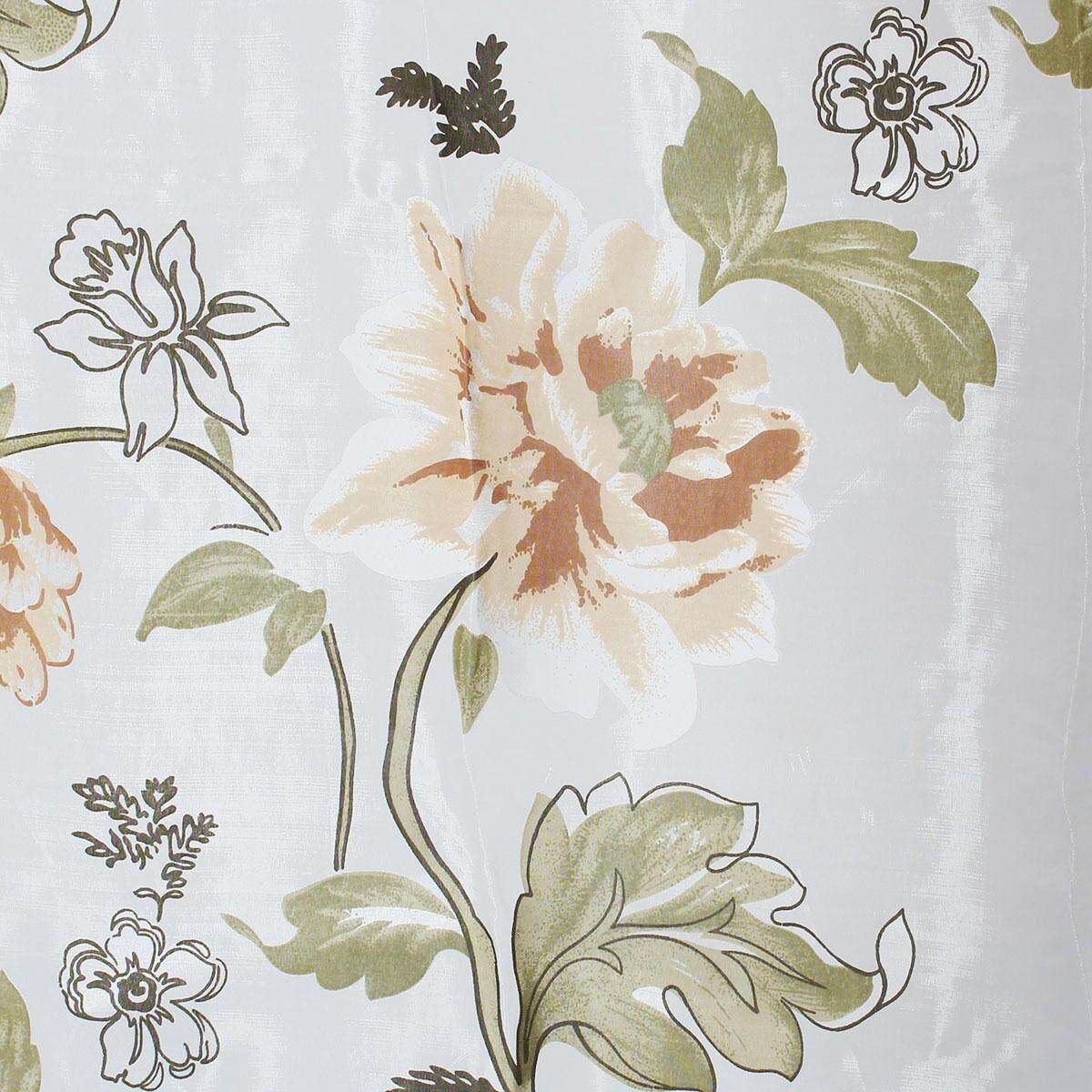 Newly Flower Curtain Panel Window Door Curtain Room Voile Drape Brown Rod