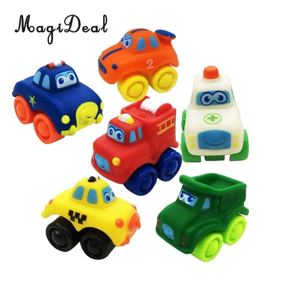 MagiDeal Hot Sale 6 Pieces Kids Children Baby Rubber Plastic Model Car Vehicle Educational Toy Great Birthday Christmas Gift