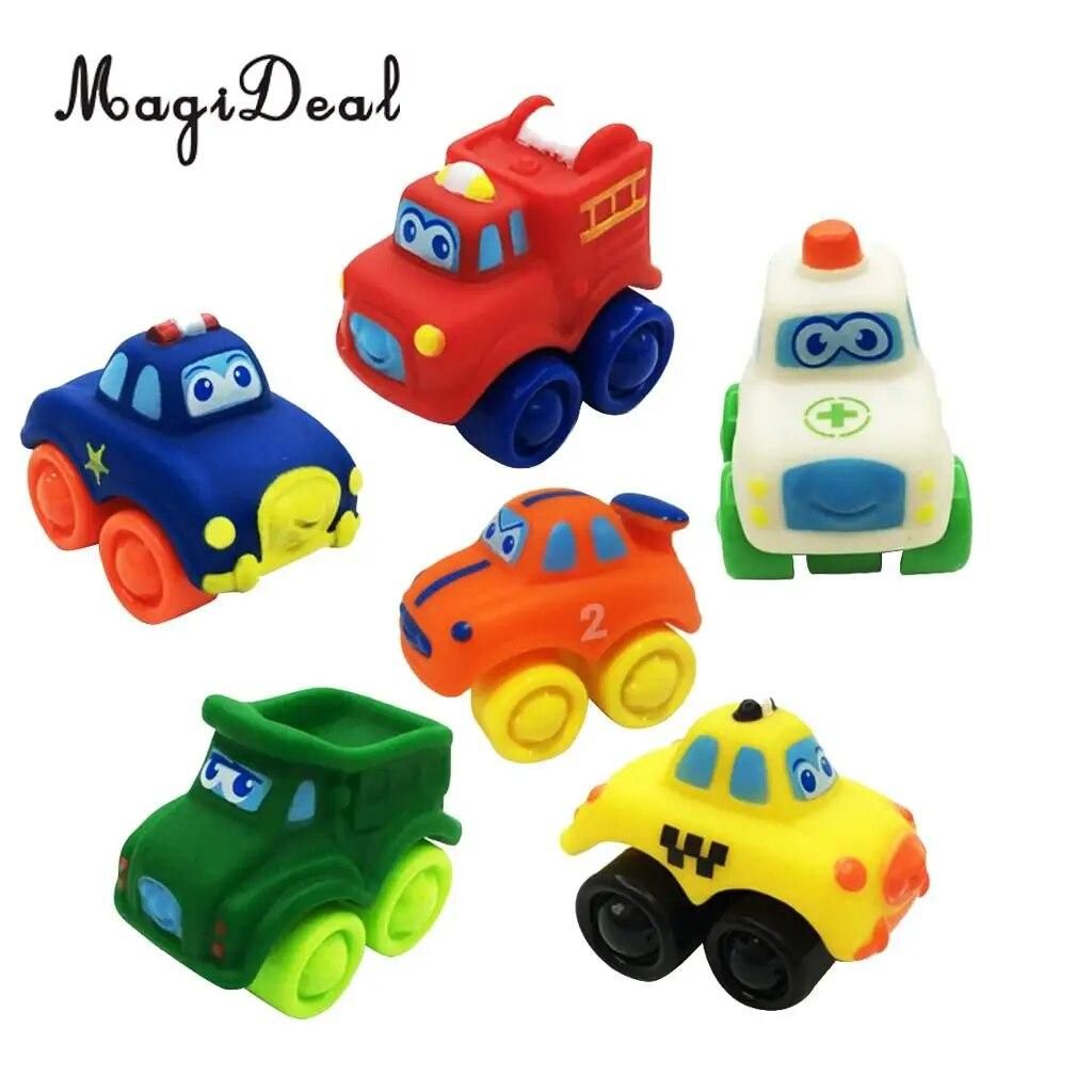MagiDeal Hot Sale 6 Pieces Kids Children Baby Rubber Plastic Model Car Vehicle Educational Toy Great Birthday Christmas Gift