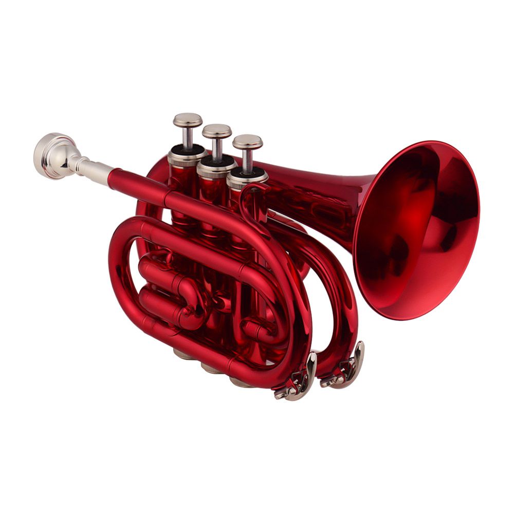 Mini Pocket Trumpet Bb Flat Brass Material Wind Instrument