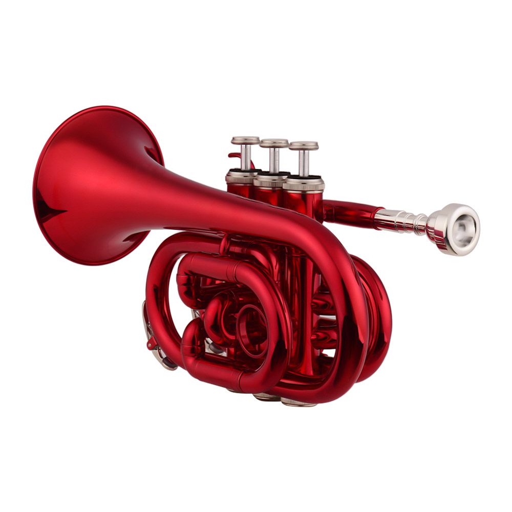 Mini Pocket Trumpet Bb Flat Brass Material Wind Instrument