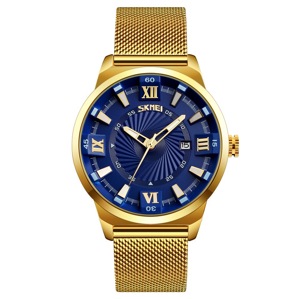 Men's Waterproof Time Date Quartz Wrist Watches-Blue