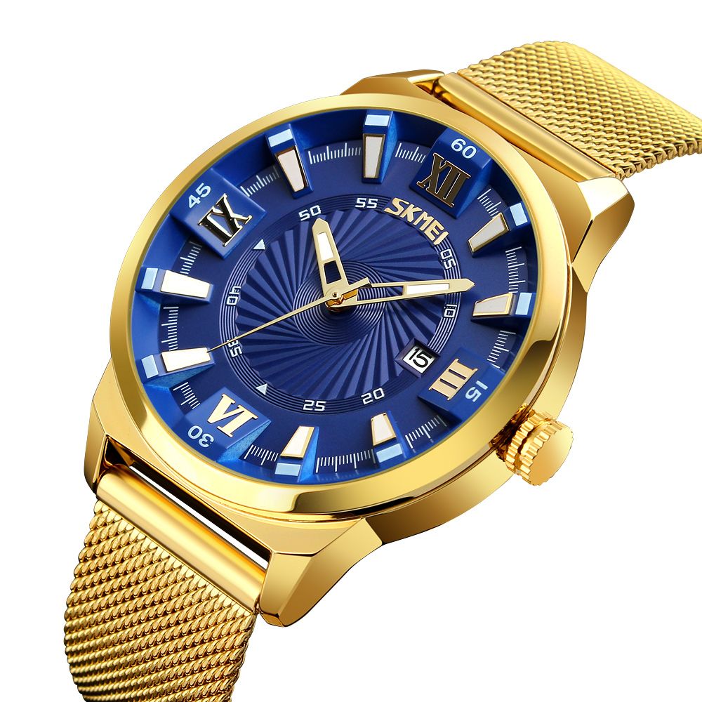 Men's Waterproof Time Date Quartz Wrist Watches-Blue