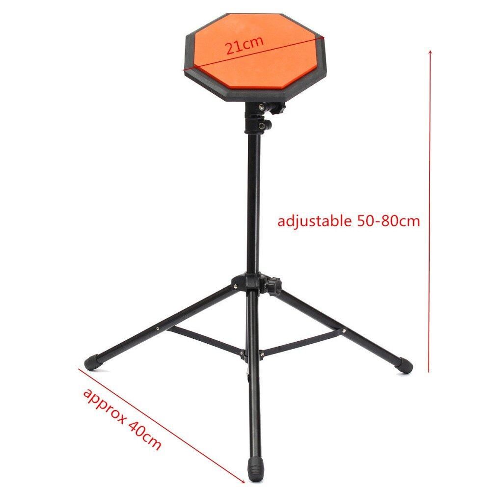 8Inch 21cm Rubber Dumb Drum Practice Pads Stand And Drum Sticks Set Musical Black