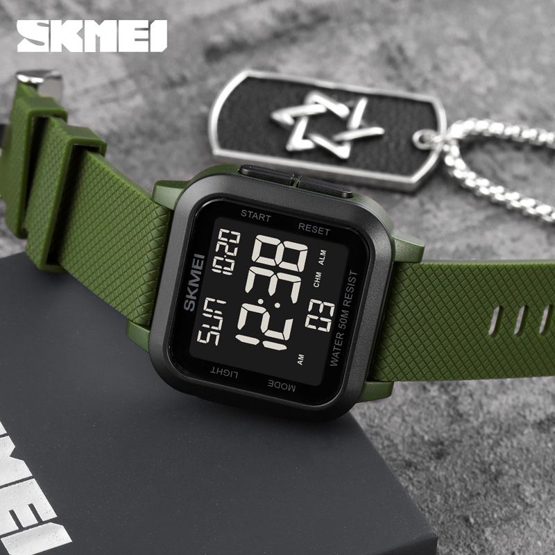 Men Watches Stopwatch Countdown LED Light 5Bar Waterproof Wristwatches Date Clock