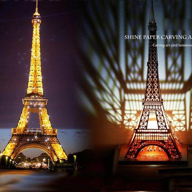Creative Gifts Luminous Tower Three-dimensional Model Light Shadow Card Paper Carved Greeting Card Handmade DIY