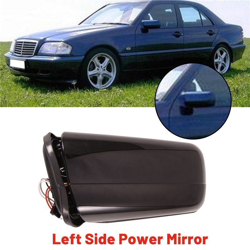 Car Front Left Side Power Mirror Black for Mercedes Benz