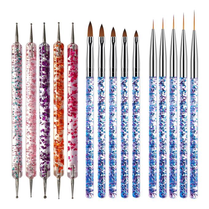 Acrylic Nail Painting Nail Brushes Kit Poly Extension  Brush 15Pcs