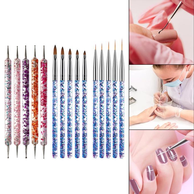 Acrylic Nail Painting Nail Brushes Kit Poly Extension  Brush 15Pcs