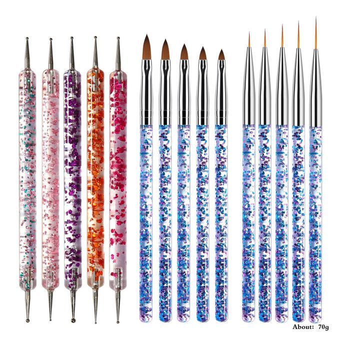 Acrylic Nail Painting Nail Brushes Kit Poly Extension  Brush 15Pcs
