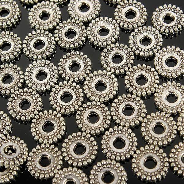 100Pcs 8mm Charms Tibetan Silver Bracelet Crafts Finding Jewelery Spacer Beads