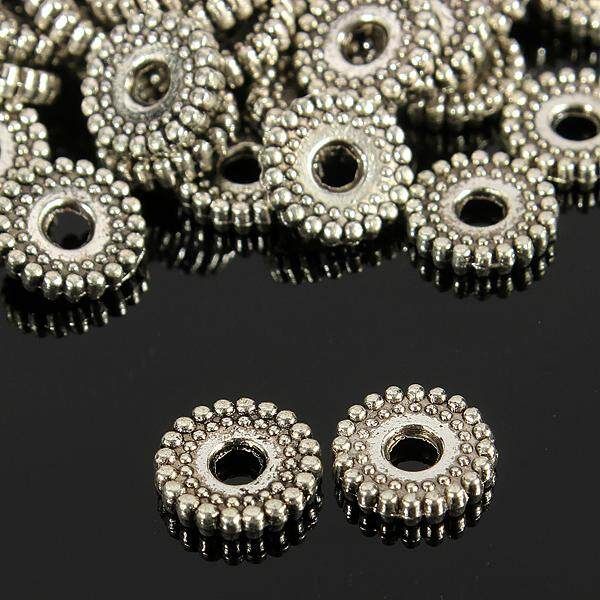 100Pcs 8mm Charms Tibetan Silver Bracelet Crafts Finding Jewelery Spacer Beads