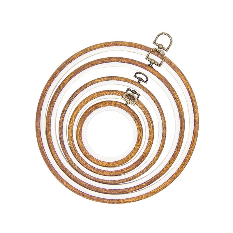 Sewing Tool Round Bamboo Embroidery Hoops Frame Set DIY CrossStitch Needle Craft Tool Plastic Embroidery Hoop Rings Retro Craft 18.5x25.5cm