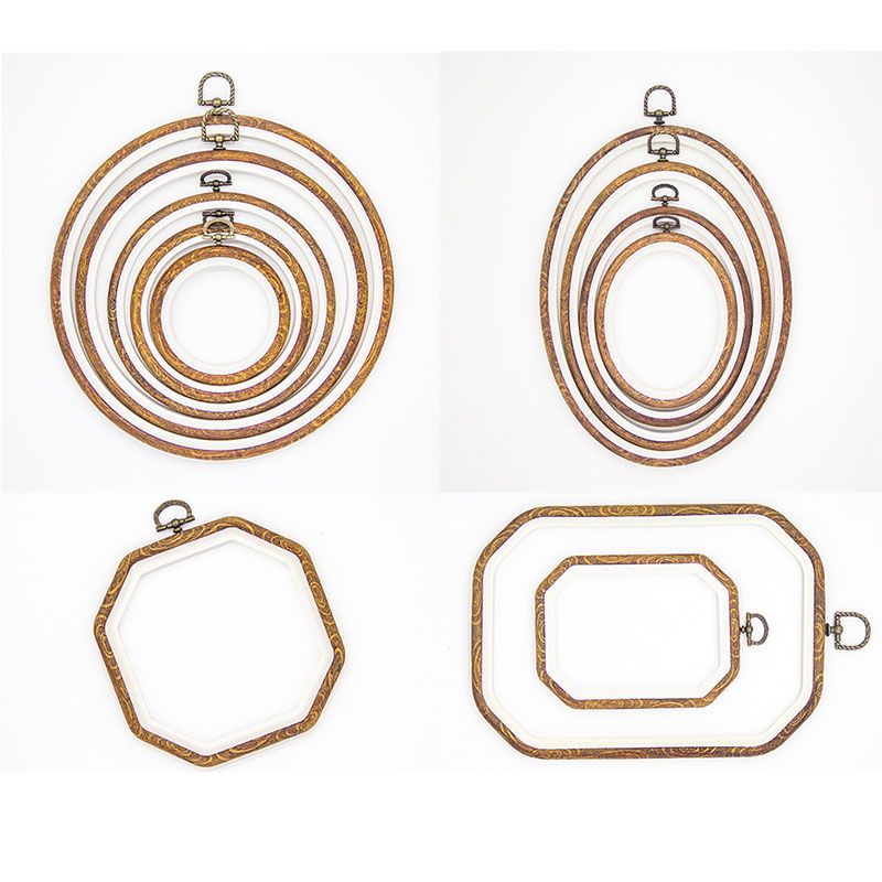 Sewing Tool Round Bamboo Embroidery Hoops Frame Set DIY CrossStitch Needle Craft Tool Plastic Embroidery Hoop Rings Retro Craft 18.5x25.5cm