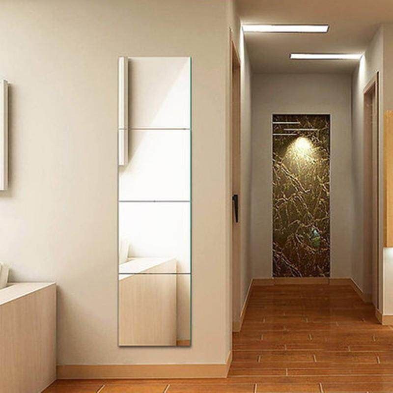 9Pcs Reflective Self-adhesive Mirror Mosaic Tile Wall Stickers DIY Home Room Bathroom Tools 15*15cm