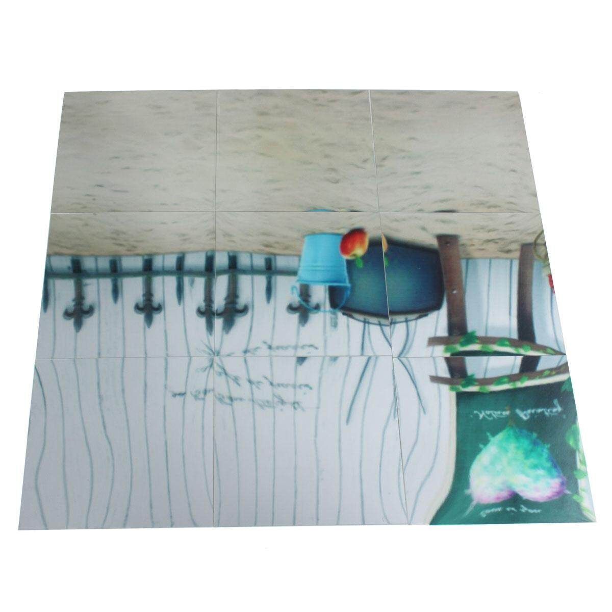9Pcs Reflective Self-adhesive Mirror Mosaic Tile Wall Stickers DIY Home Room Bathroom Tools 15*15cm