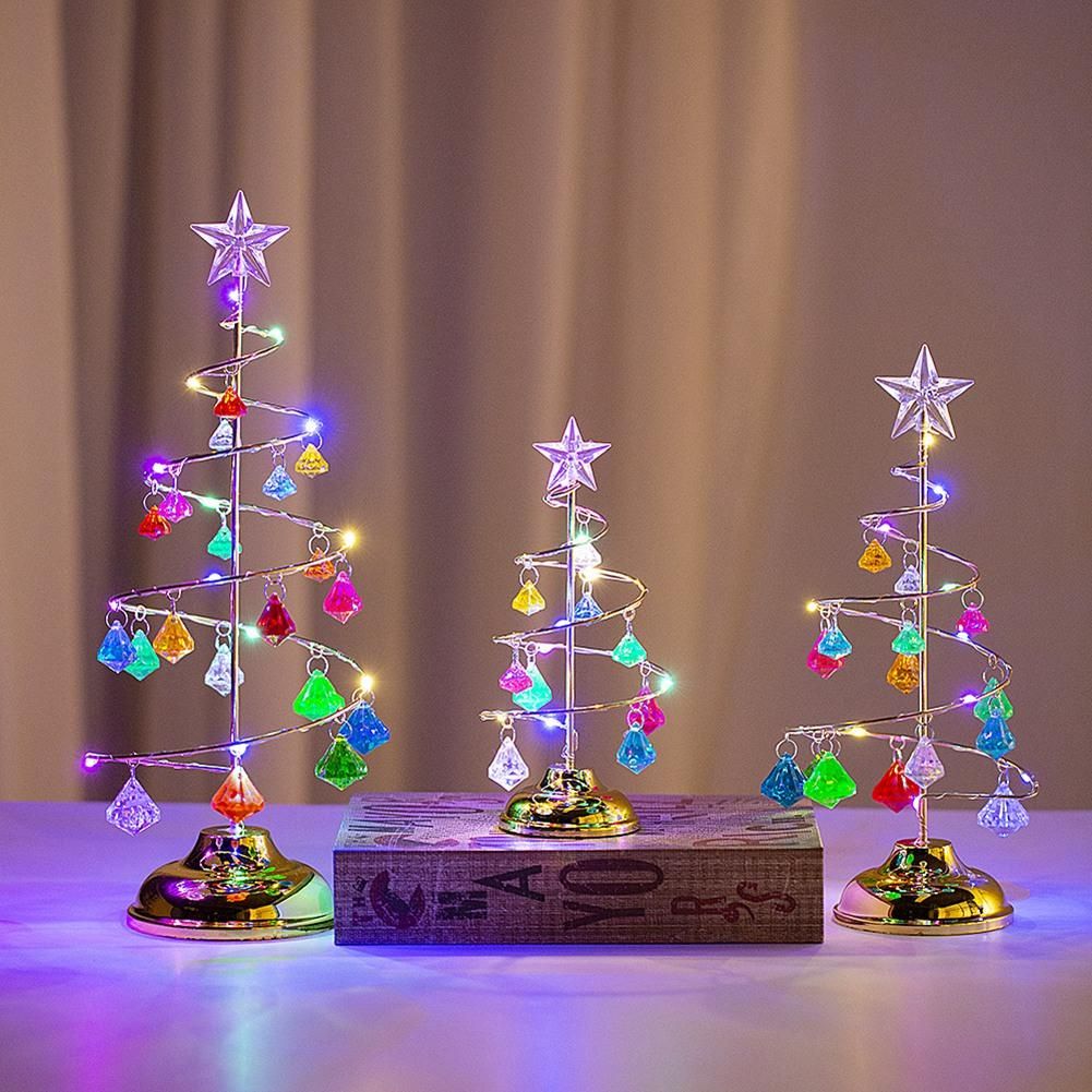 Christmas Decorations Tree Crystal Table Decor Xmas Gifts Christmas Tree Lighting Party Festival Decor Lamp S