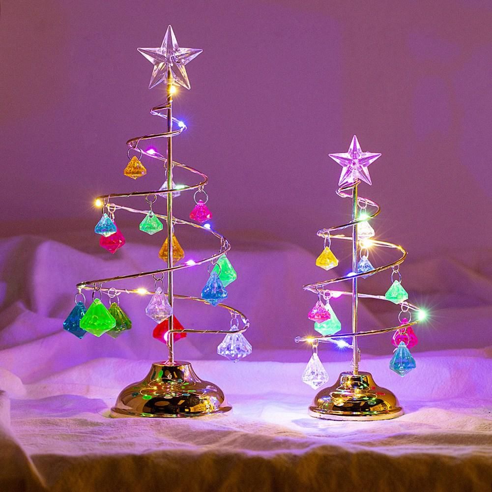 Christmas Decorations Tree Crystal Table Decor Xmas Gifts Christmas Tree Lighting Party Festival Decor Lamp S