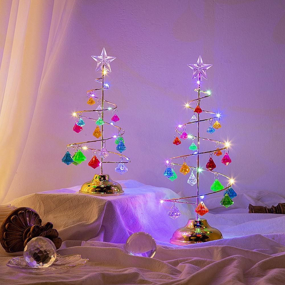 Christmas Decorations Tree Crystal Table Decor Xmas Gifts Christmas Tree Lighting Party Festival Decor Lamp S
