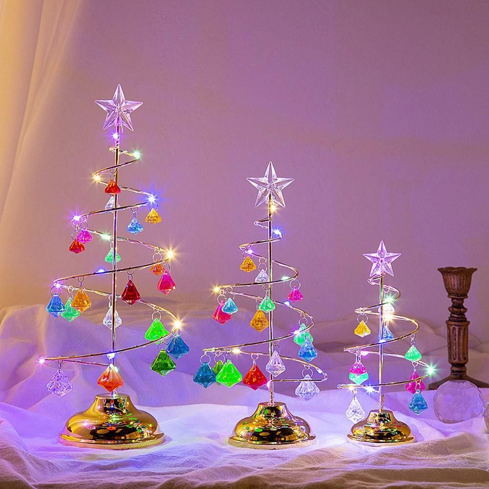 Christmas Decorations Tree Crystal Table Decor Xmas Gifts Christmas Tree Lighting Party Festival Decor Lamp S