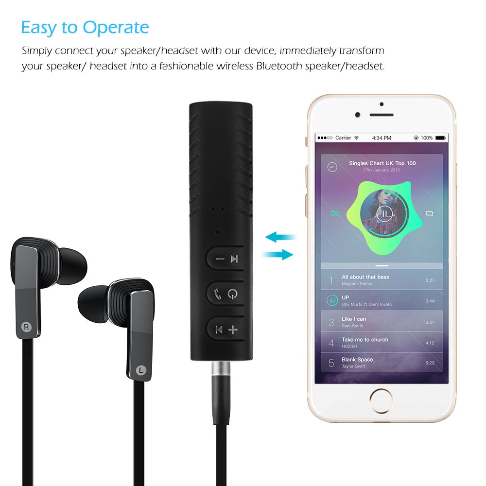 Car Music Audio Bluetooth Receiver Adapter Bluetooth Aux K2