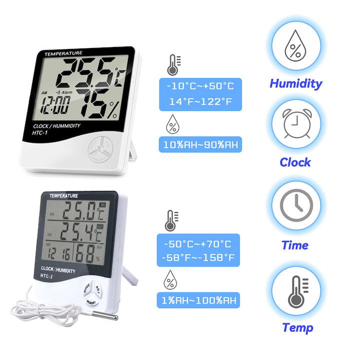 LCD Digital Temperature Humidity Meter Indoor Outdoor