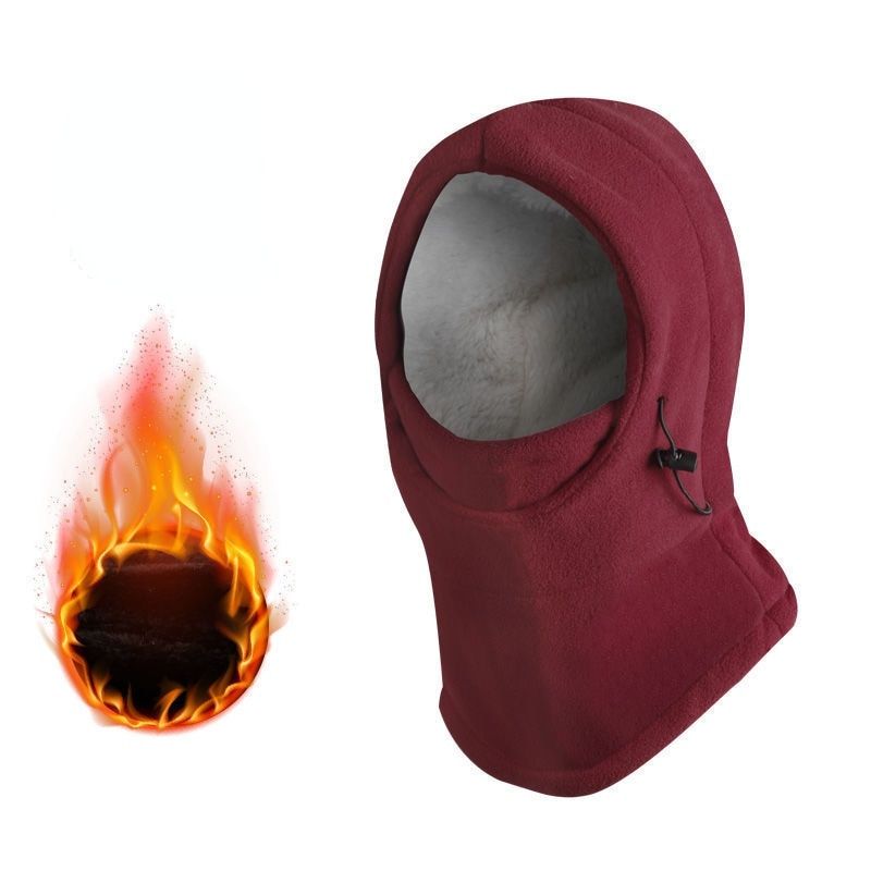 Winter Caps For Men Women Thermal Fleece Balaclava Face Mask Beanie Hats Hiking Scarves Motorcycle Cycling Ski Mask Neck Warmer Thicken Wine Red