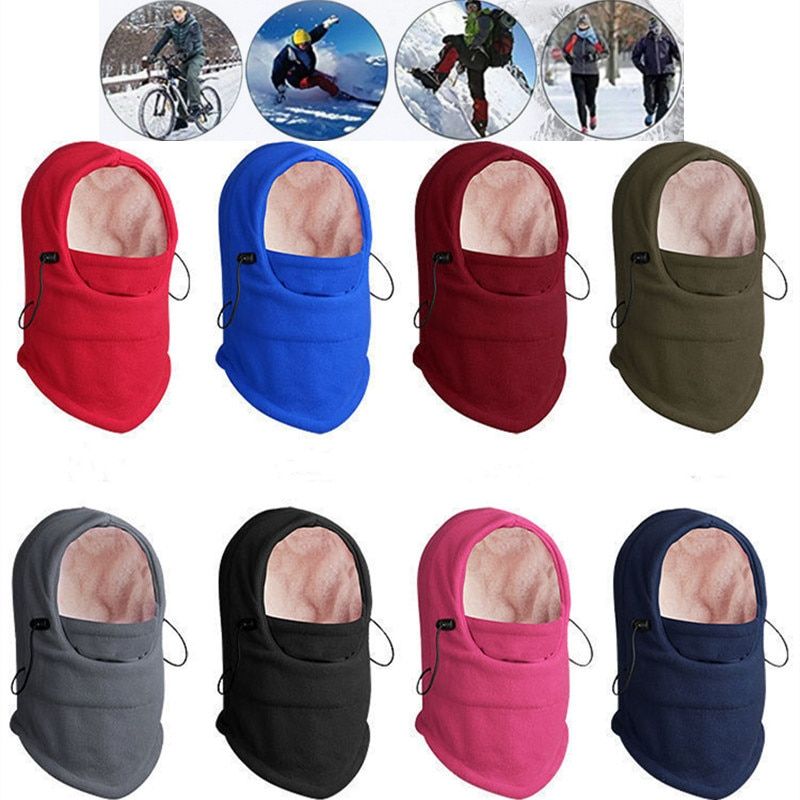 Winter Caps For Men Women Thermal Fleece Balaclava Face Mask Beanie Hats Hiking Scarves Motorcycle Cycling Ski Mask Neck Warmer Thicken Wine Red