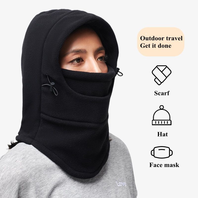 Winter Caps For Men Women Thermal Fleece Balaclava Face Mask Beanie Hats Hiking Scarves Motorcycle Cycling Ski Mask Neck Warmer Thicken Wine Red