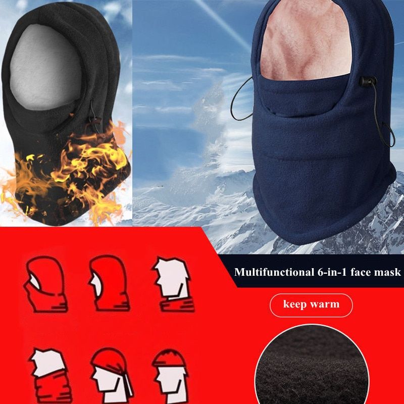 Winter Caps For Men Women Thermal Fleece Balaclava Face Mask Beanie Hats Hiking Scarves Motorcycle Cycling Ski Mask Neck Warmer Thicken Wine Red