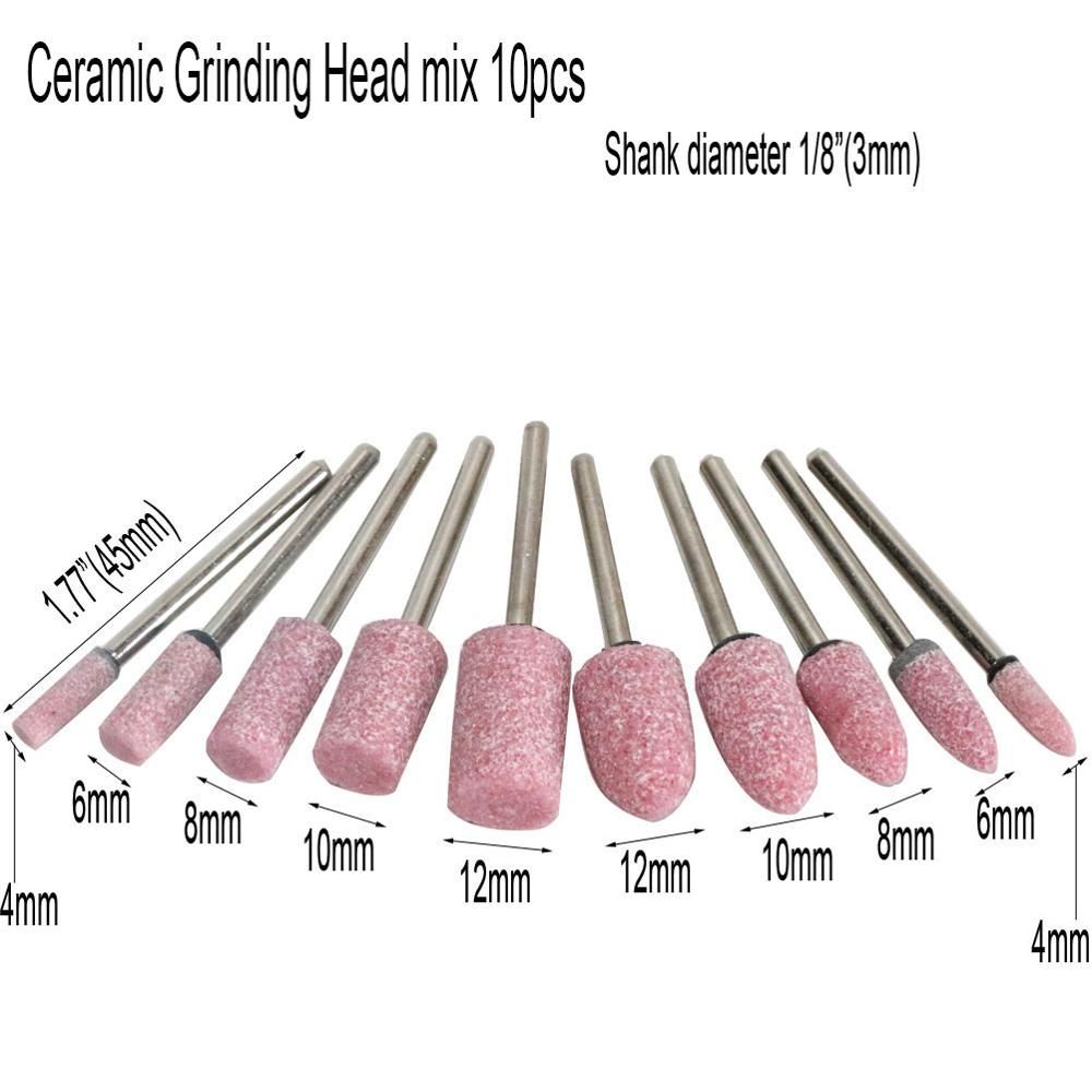 10pcs Wool Felt Ceramic Grinding Head Pointed Poli