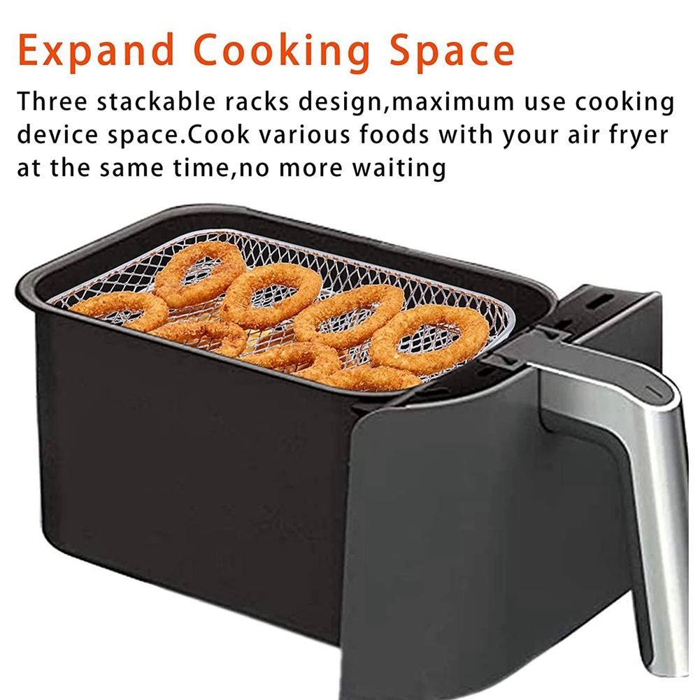 Air Fryer Rack for Ninja Dual Air Fryer, 3-Layer Food