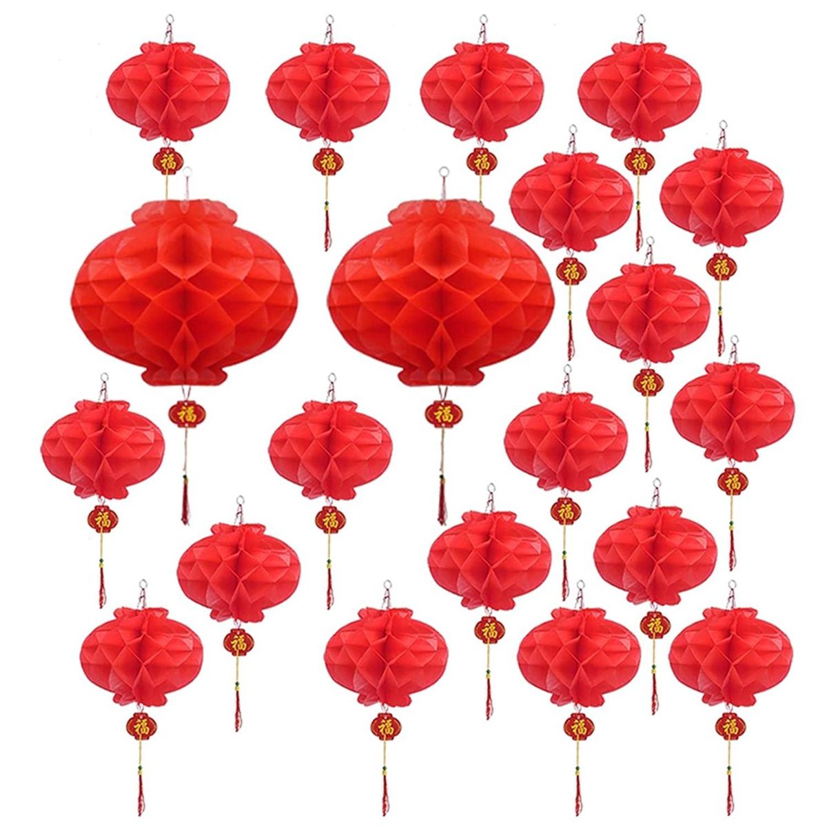 20Pcs Red Honeycomb Lantern Fu Character Waterproof New