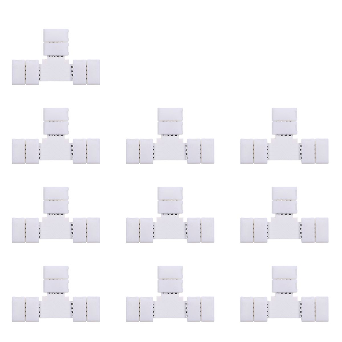 10 Pack White T Shape 4 Pins RGB LED Strip Connector Quick
