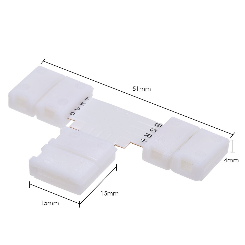 10 Pack White T Shape 4 Pins RGB LED Strip Connector Quick