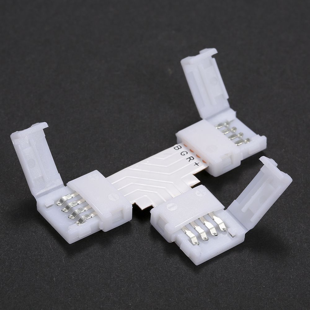 10 Pack White T Shape 4 Pins RGB LED Strip Connector Quick