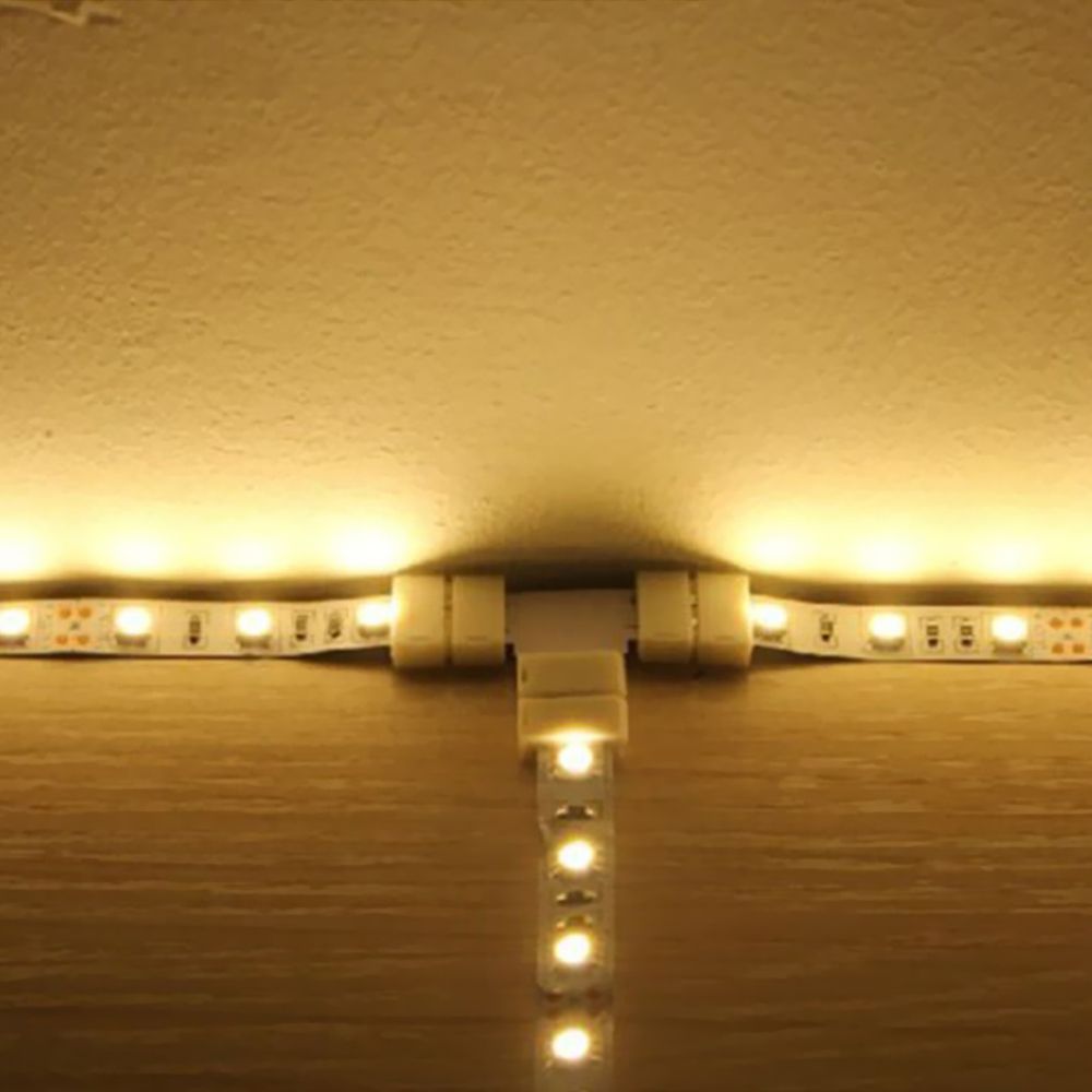 10 Pack White T Shape 4 Pins RGB LED Strip Connector Quick