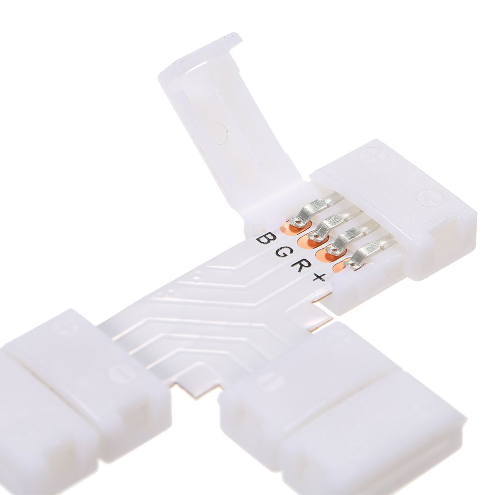 10 Pack White T Shape 4 Pins RGB LED Strip Connector Quick
