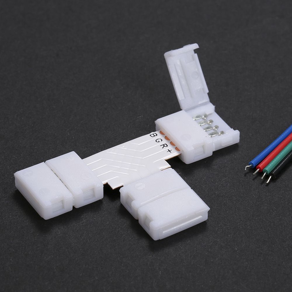 10 Pack White T Shape 4 Pins RGB LED Strip Connector Quick