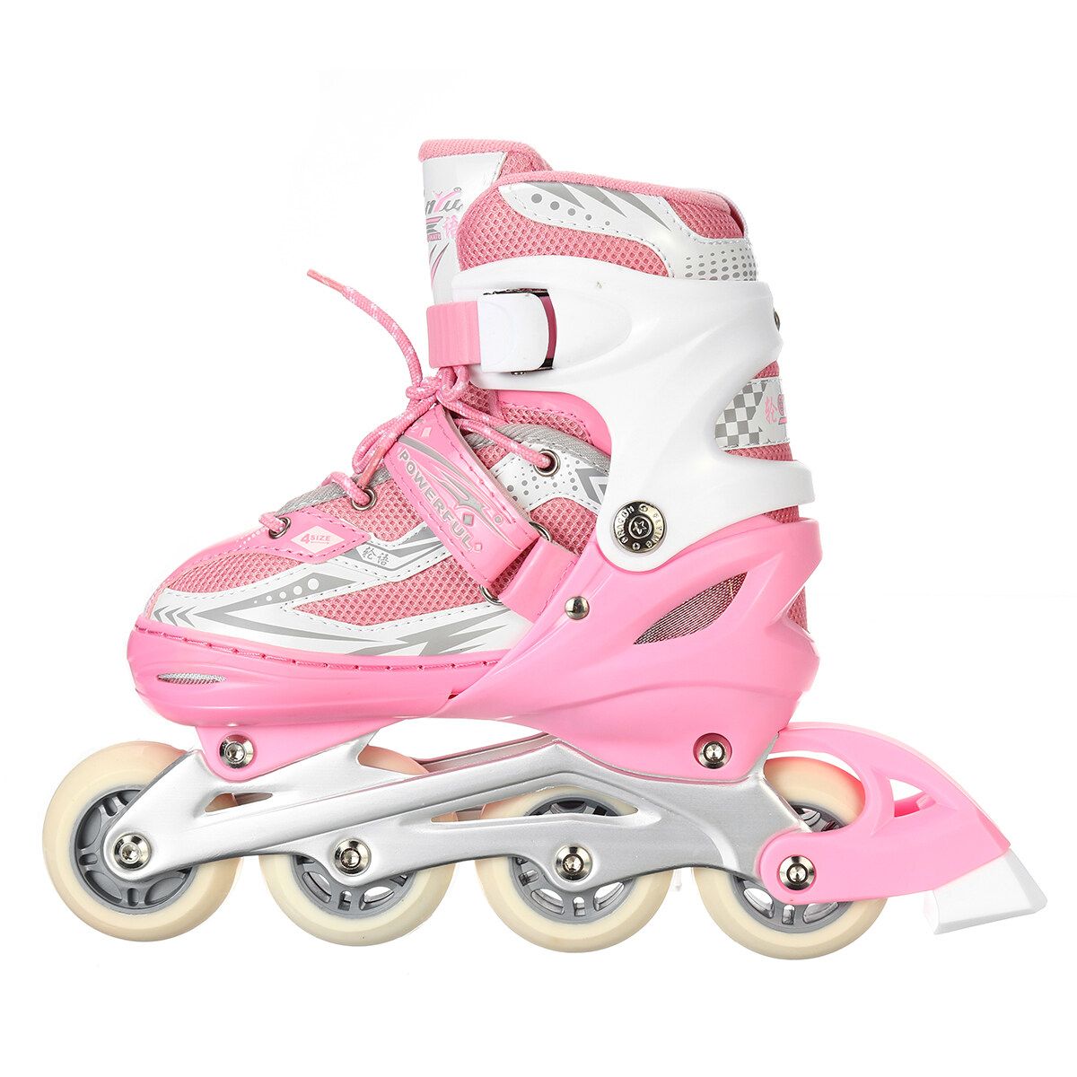 (31-42 Size) S/M/L Flashing Unisex Adult/Kid Breathable Inline Speed Skates Roller 4 Wheels Skating Shoes Adjustable Protective Bracers LED Flash Wheels Skates Gifts For Girl Boy Safety Roller Skates Toys Pink