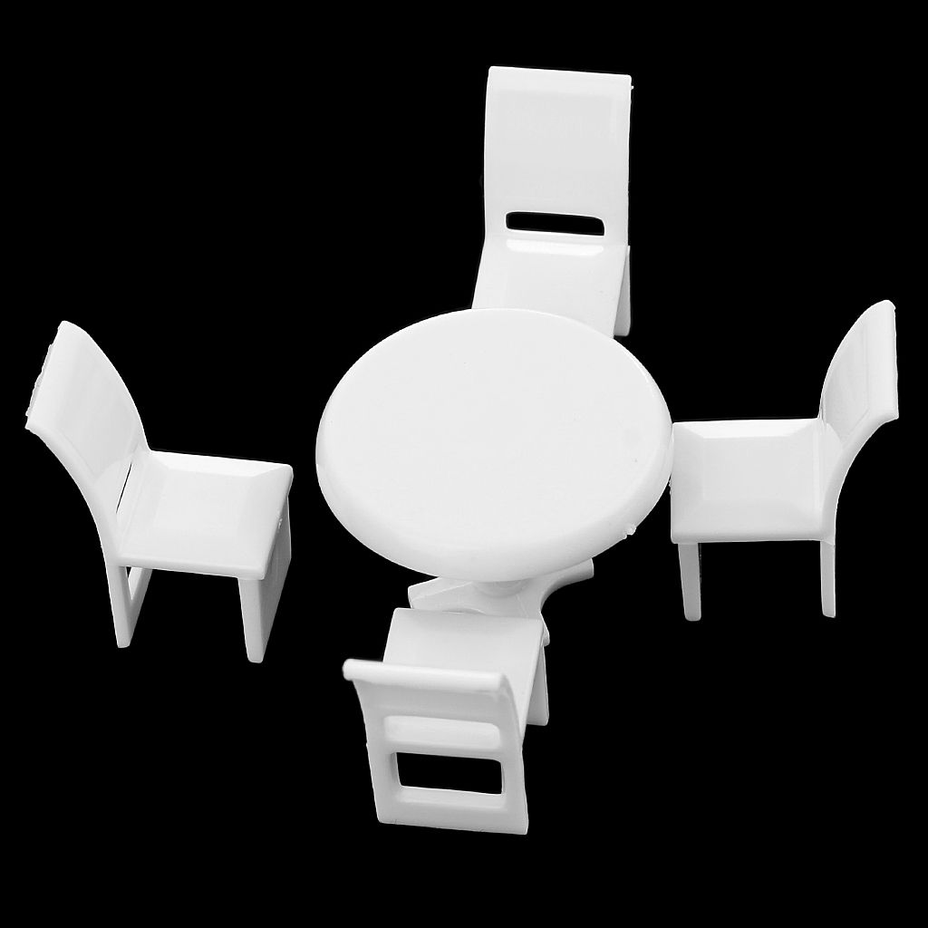 5pcs/Pack Miniature Plastic Table+Chair Model O OO For Dollhouse