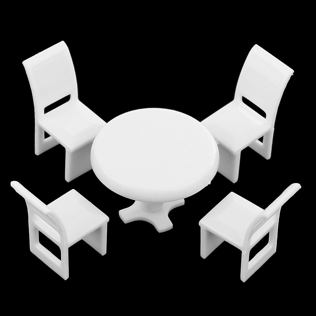 5pcs/Pack Miniature Plastic Table+Chair Model O OO For Dollhouse