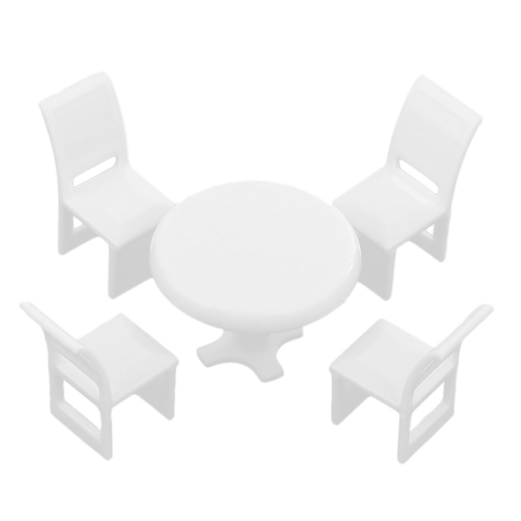 5pcs/Pack Miniature Plastic Table+Chair Model O OO For Dollhouse
