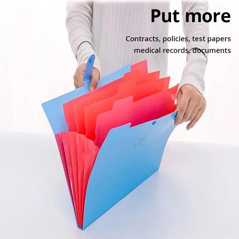 1pc Blue A4 File Folder Multi Layer Storage Bag Student Test Paper Desktop Organizing Tool School Stationery Office Folder