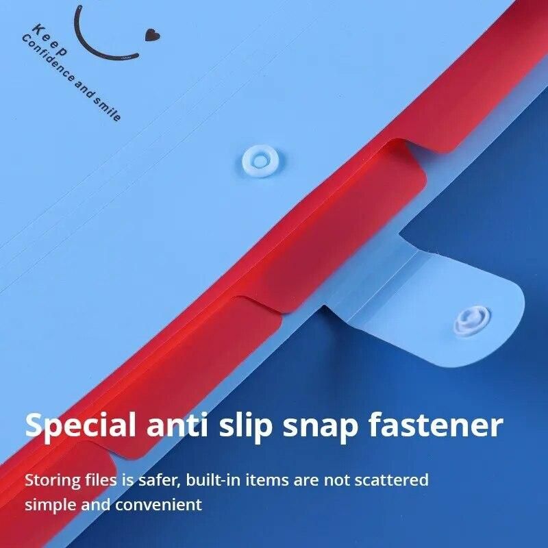 1pc Blue A4 File Folder Multi Layer Storage Bag Student Test Paper Desktop Organizing Tool School Stationery Office Folder