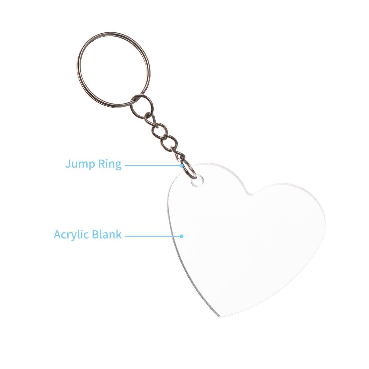 50PCS Acrylic Keychain Blanks Ornaments Heart-shaped