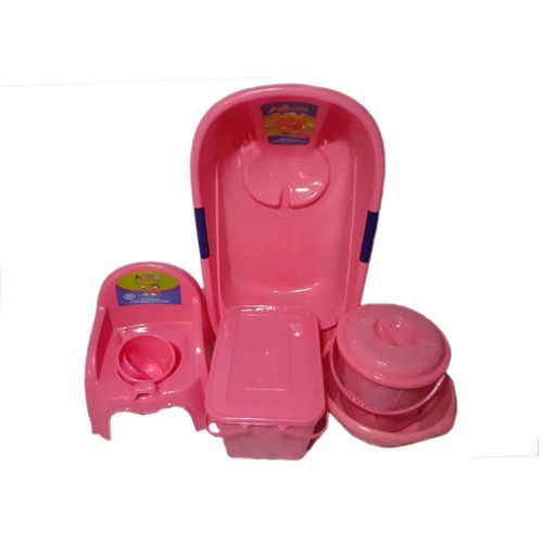 Baby Bath Set - 7pcs -Peach/Dark Blue
